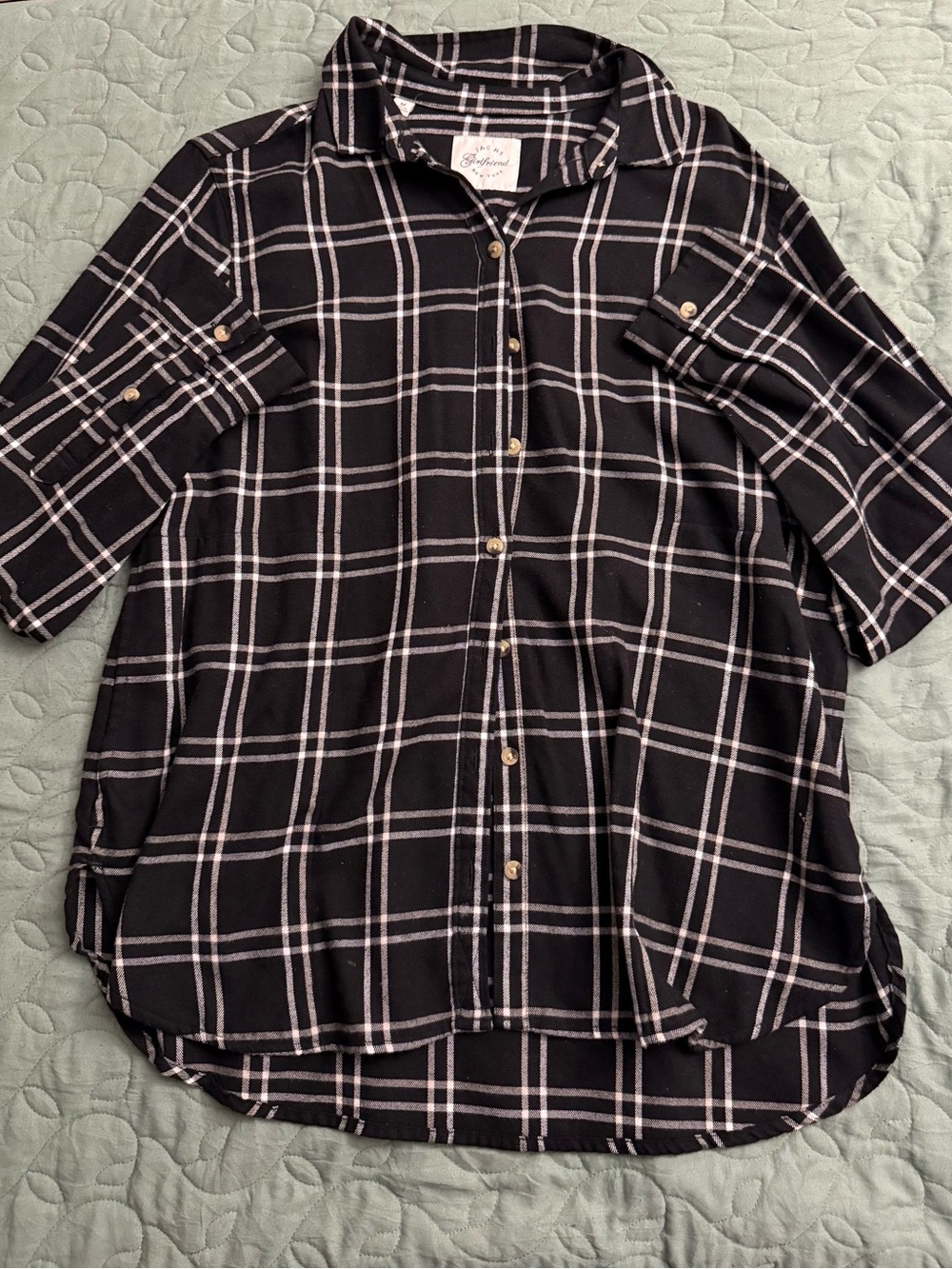 Jachs Black and White Plaid Button-Down Shirt
